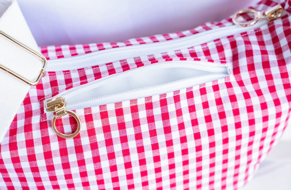 Sac demi lune Vichy rouge