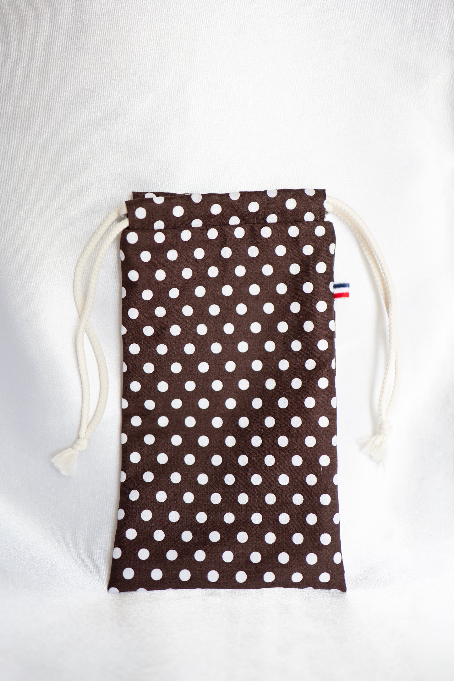 Pochon Élégance Pois – Création artisanale (19x18 cm)