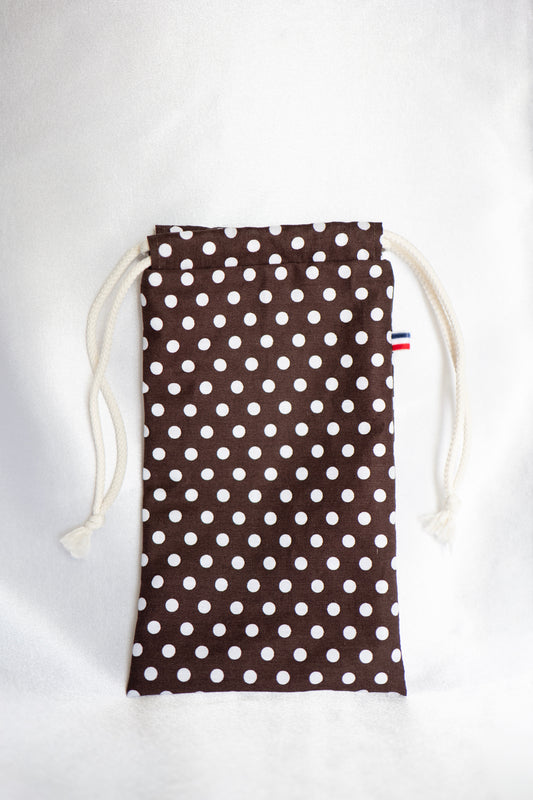 Pochon Élégance Pois – Création artisanale (19x18 cm)