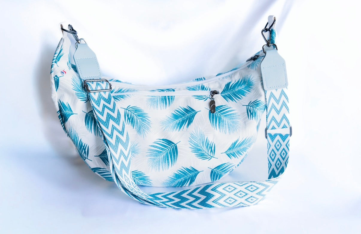 Sac demi lune Tropical bleu