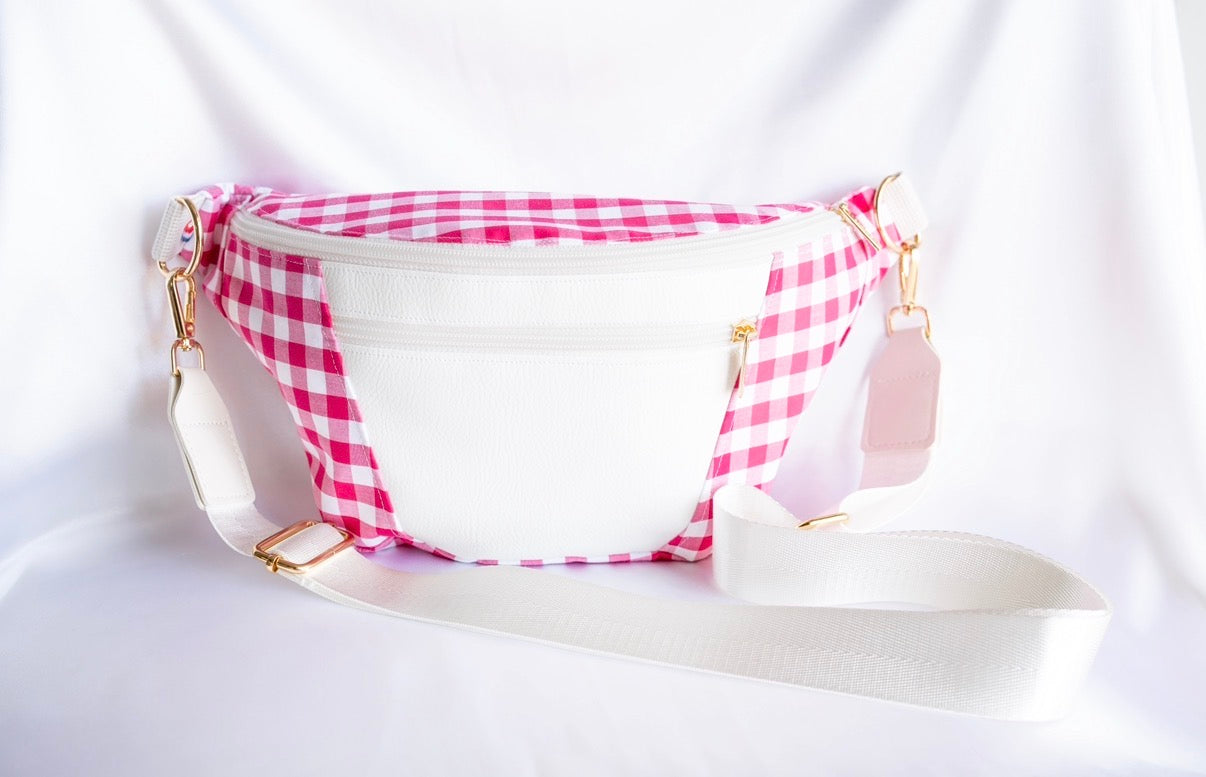 Sac banane Vichy rose