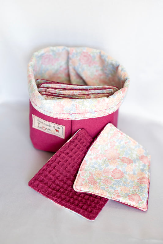 Lot de 12 lingettes lavables et son petit panier