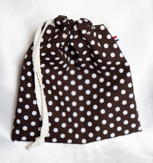 Pochon Élégance Pois – Création artisanale (13x21 cm)