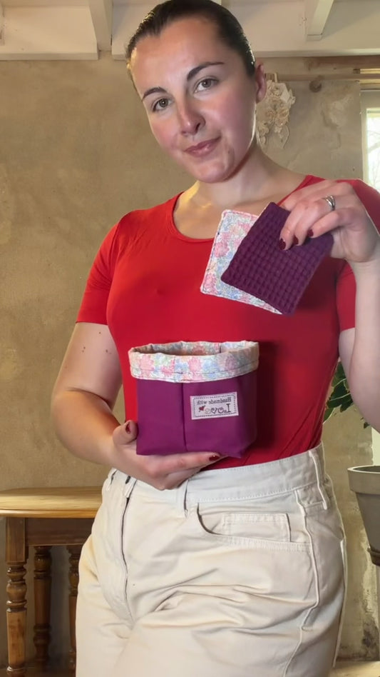 Lot de 12 lingettes lavables et son petit panier